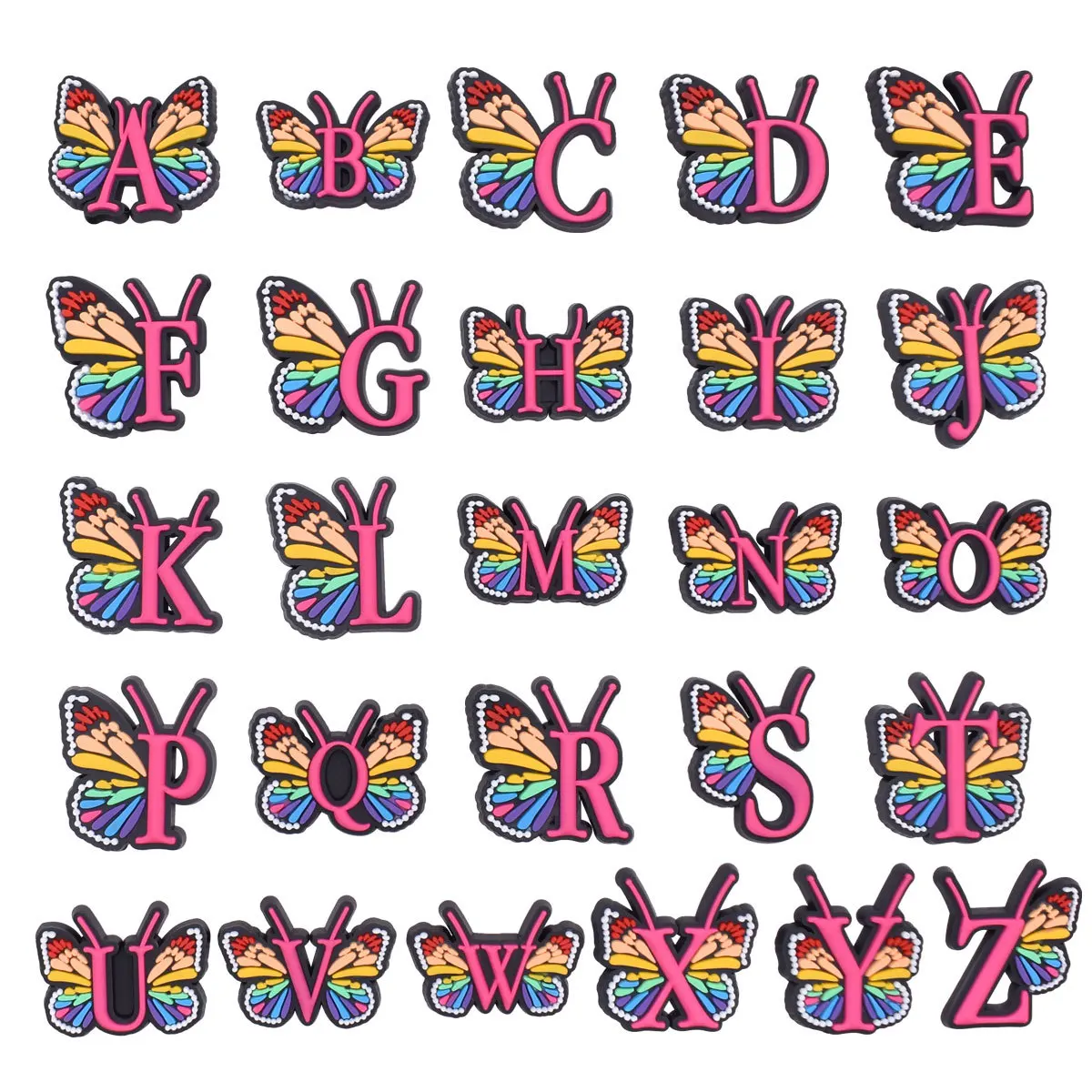 

1pcs New Butterfly Letter Series Shoe Charms Shoe Accessories Decorations Fit Wristband Croc Jibz Charm Party Present