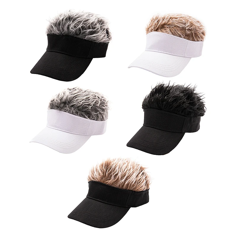 Casual Men Women Sun Shade Adjustable Sun Visor Baseball Cap With Spiky Hairs Wig Spiked Wigs Baseball Hat
