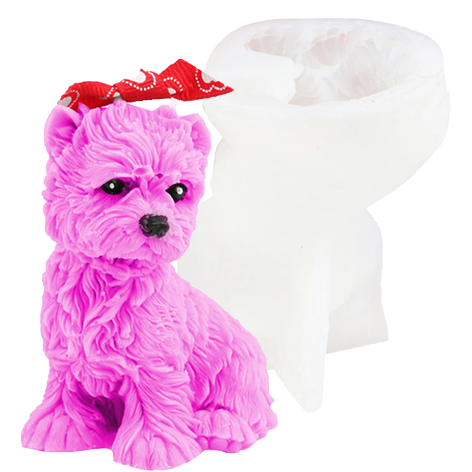 3D Poodle Puppy Scented Candle Silicone Mold Cute Dog Cat Soap Resin