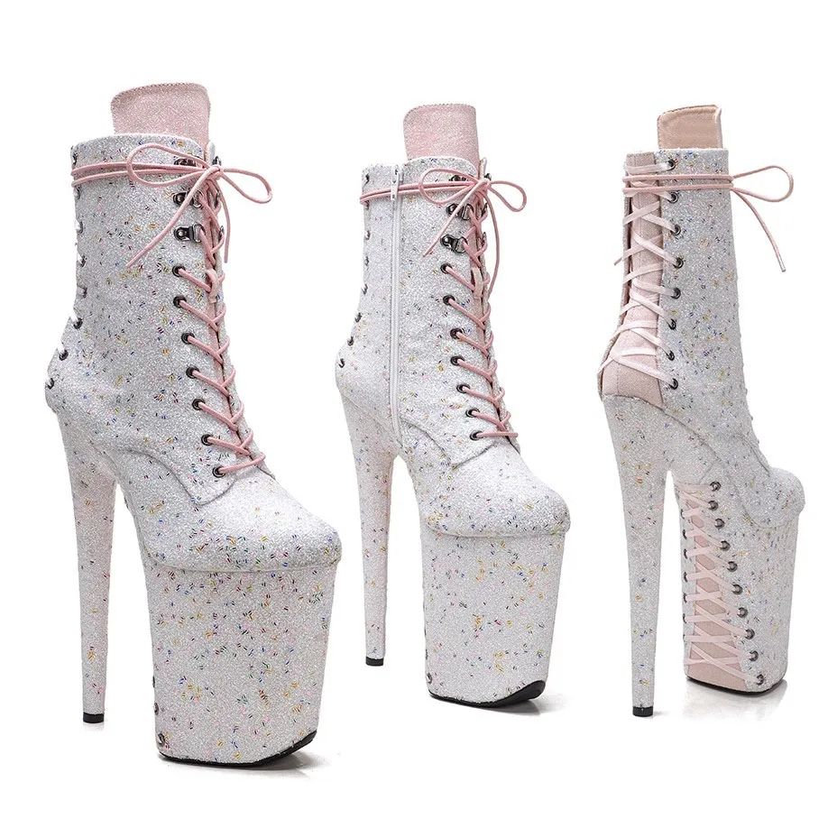 

New Fashion PU Upper Sexy Exotic Pole Dancing Shoes 23CM/9inches High Heel Round Toe Platform Women's Modern Ankle Boots 050