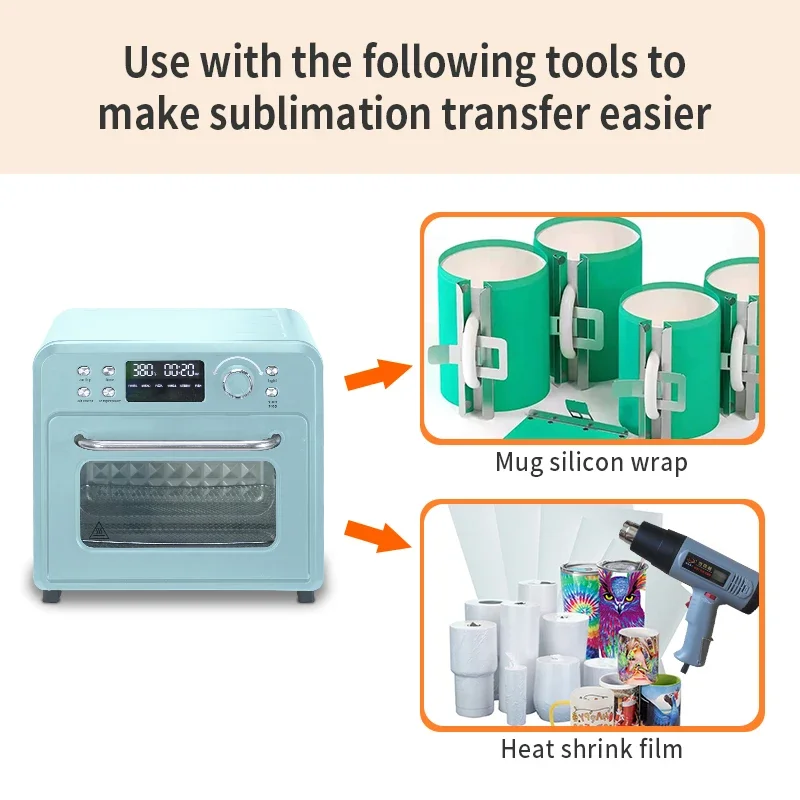 16L New Air Fryer Sublimation Oven with Digital Settings Manual Automatic Grade Heat Transfer Plate Mitten Sublimation Blank 3
