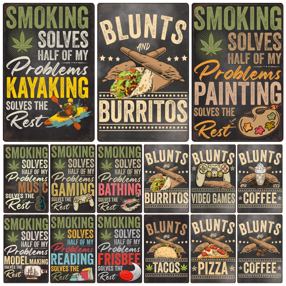 

Retro Smoking Solves Problems Metal Poster, Vintage Games, Pizza, Tin Sign, Painting Wall Decor, Casino Bar, Home Decor, WY61