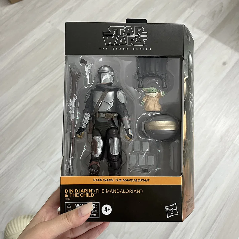 6 Pollici Star Wars Anime Figure Black Series Din Djarin The Mandalorian And The Child Baby Yoda Pvc Action Figure Model Dolls Toy G