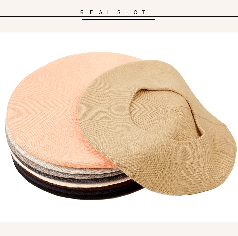 Hot Sale Geebro Women's Cashmere French Hat Causal Plain Knit Wool Soft Berets for Ladies Knitted Artist Beret Cap Hats_voghion.com