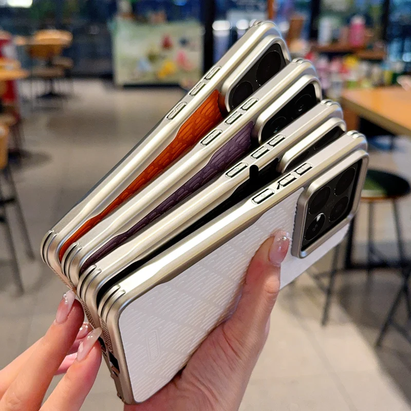 Luxury Leather Shockproof Case with MagSafe and Electroplating Silver Finish