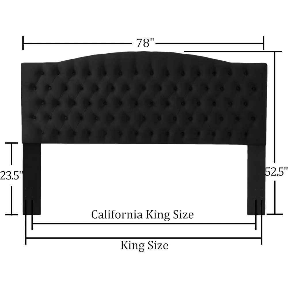 King/Cal King Headboard, Tufted Button Headboard King/Cal King Bed, Neutral Curved Integrated Design Tufted Wood Head Board
