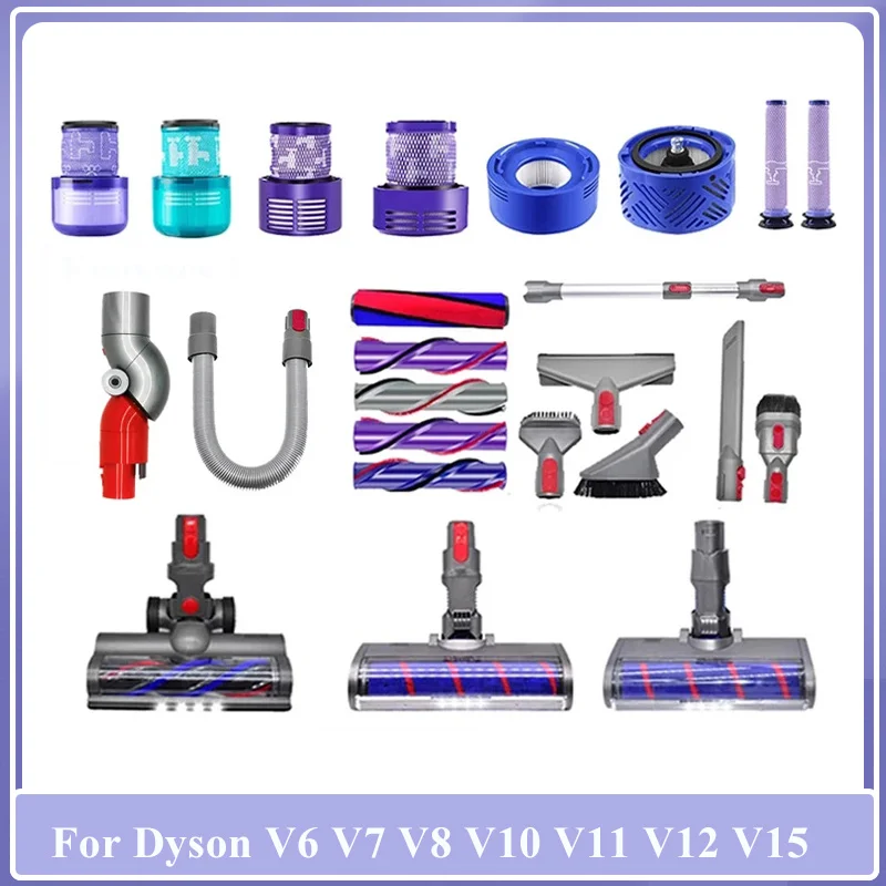 Voor Dyson V6 V7 V8 V10 V11 V12 V15 Handheld Stofzuiger Wasbare Hepa Filter Roller Borstel Hoofd