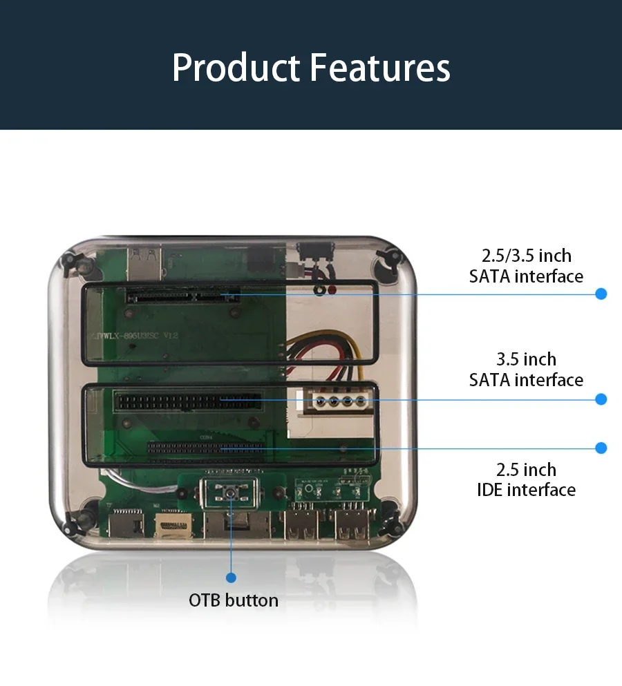 2.5 Inch 3.5 Sata/Ide Hdd Case 2-Dock Dual Bay Hard Drive Docking Station 3.0 E-Sata Card Reader Hub Usb Enclosure Hdd Enclosure