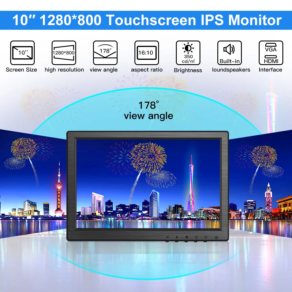 Eyoyo Ʈ ǻ ĳ IPS ġ ũ LCD , HDMI VGA  Է , 1280x800 ػ, EM10W, 10.1 ġ