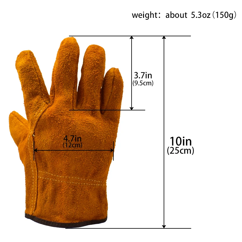 Labor Protection Cowhide Gloves Double-layer Yellow Safety Welding Wear-resistant Gloves Personal Protective Equipment 2