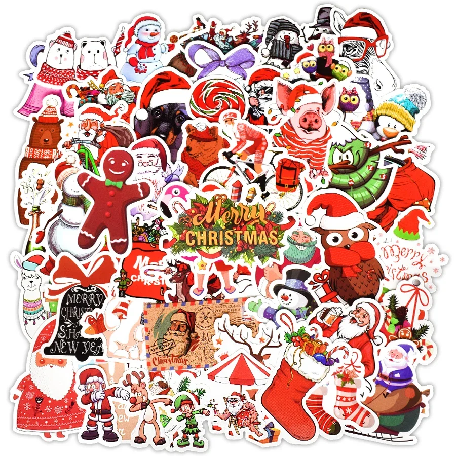 50/100Pcs Christmas Stickers Vinyl Waterproof Holiday Stickers Christmas  Stickers for Kids Crafts Bottles Envelopes Gifts - AliExpress