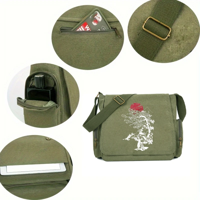 Vintage Unisex Shoulder Bag Men's Crossbody Bag Large Capacity Women's Laptop Bag Canvas Messenger Bag