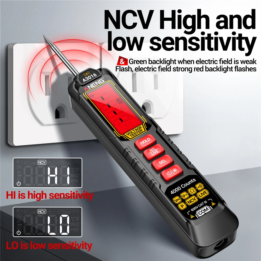 Digital Multimeter Voltage Resistance Tester Pencil 4V-600V 4000 Counts Intelligent Car Maintenance Test Pen ANENG digital multimeter