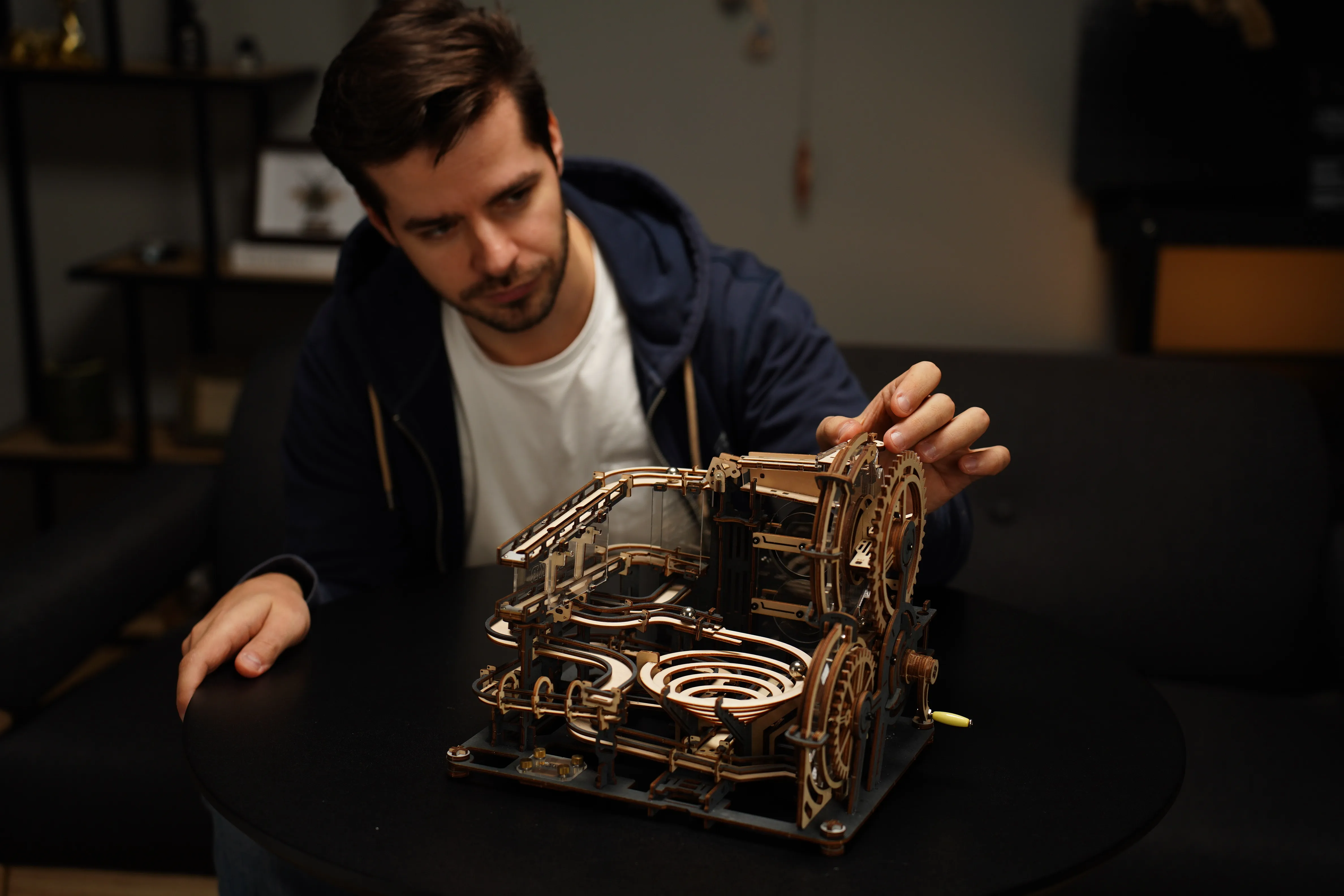 Robotime Rokr 대리석 런 세트, DIY 모델 빌딩 블록 키트, 5 종류 3D 나무 퍼즐, 조립 장난감 선물, 10 대 성인용 야간 도시