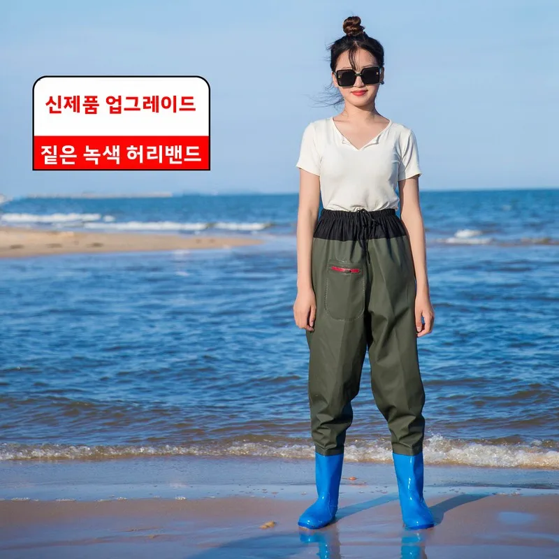 여성용 경량 방수 작업복 비치 낚시복 미끄럼 방지 웨이딩 레인부츠 모래사장 낚시 레인 팬츠