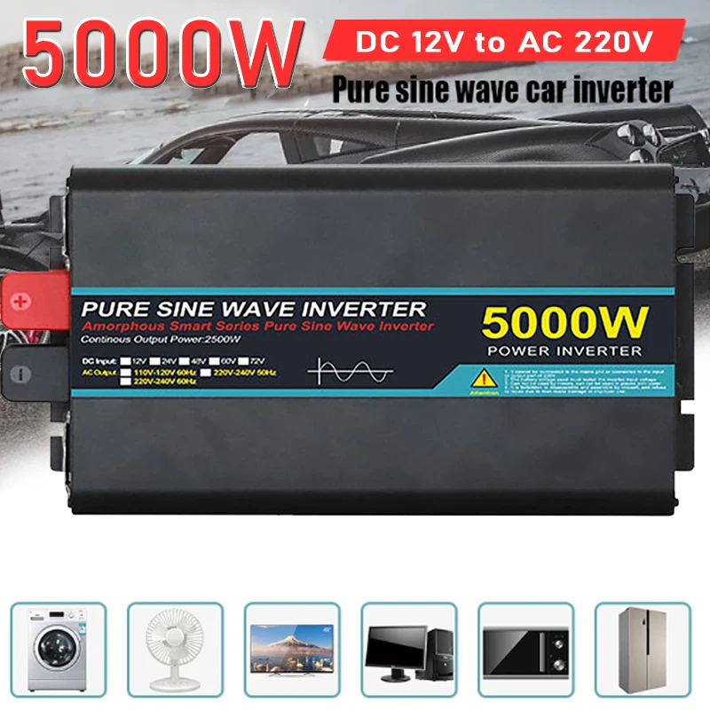 5000W 4000W Inverter Dc 12V 24V 48V A Ac 220V Onda Sinusoidale Pura Inverter Trasformatore Convertitore Di Frequenza Di Tensione