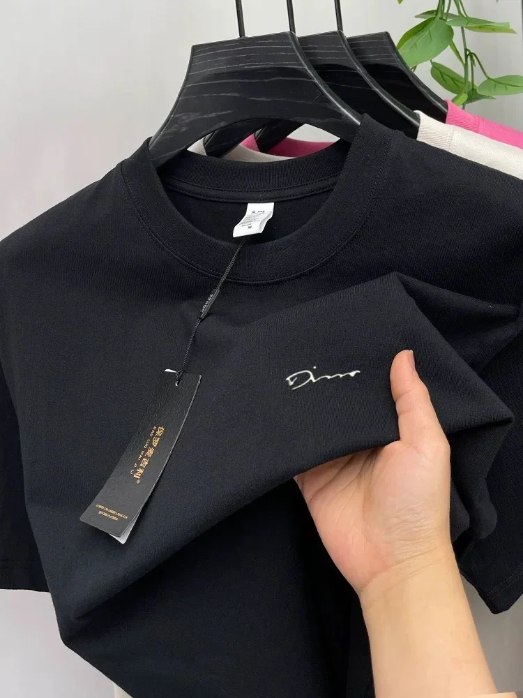 Luxuriöses Sommer-T-Shirt aus 100 % Baumwolle kurzärmelig Rundhalsausschnitt neues High-End-Marken-Top mit Buchstabenprägung lässige atmungsaktive Herrenbekleidung – Detail 21