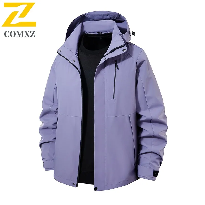 COMXZ Luxury Men Jacket Lightweight Outdoor Travel Windproof Motorcycle Jacket Casual Hooded Comfort Durable Autumn Winter Coat
