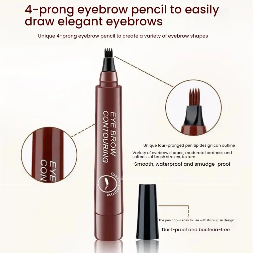 5 Colors Microblading Eyebrow Pen Waterproof Liquid Eyebrow Pencil Long Lasting Eyebrow Pen 4 Points Eye Brow Pen Cosmetics 4