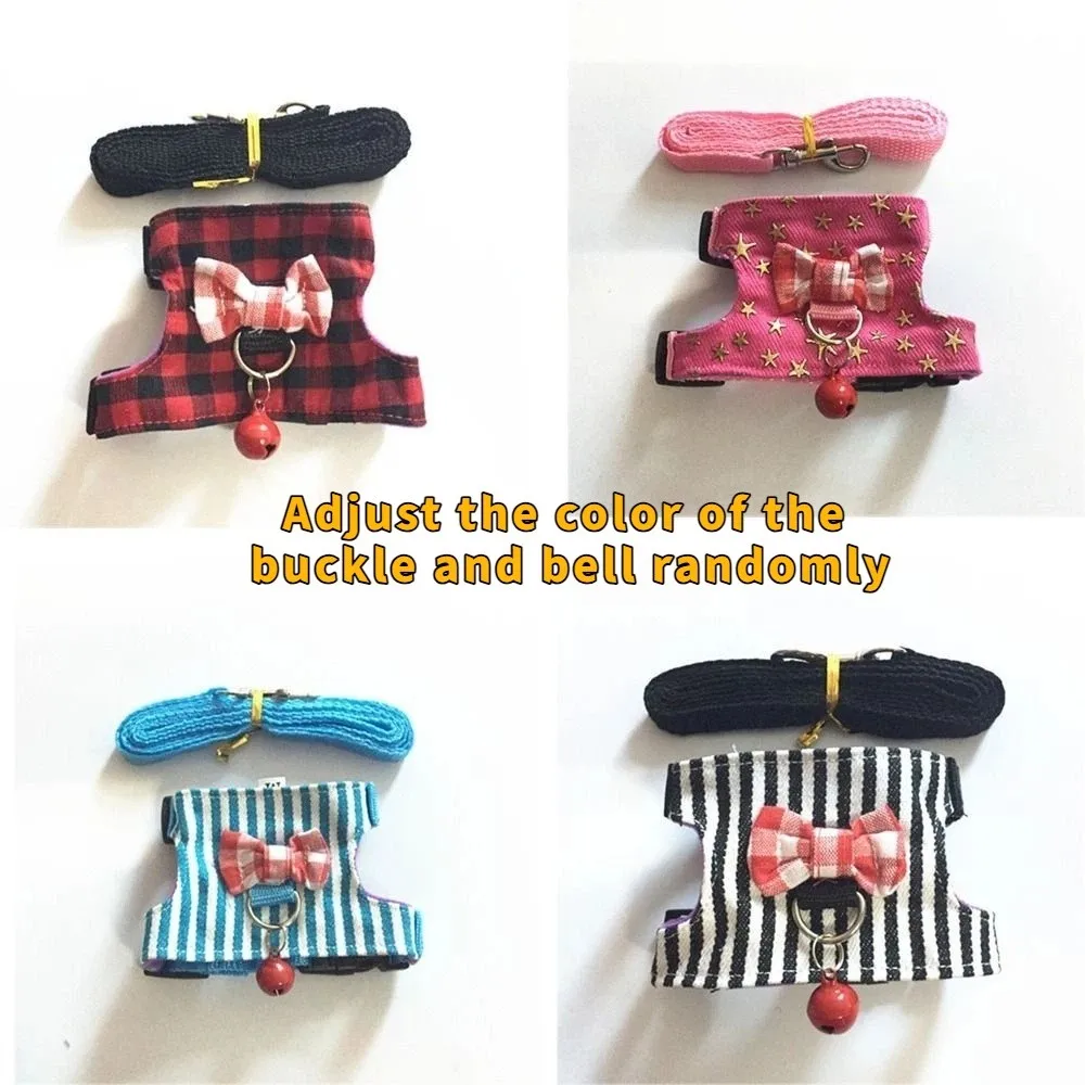 Pet Supplies Adjustable Hamster Harness Comfortable with Bow Bells Hamster Chest Strap Escape-Proof Pet Traction Rope Outdoor