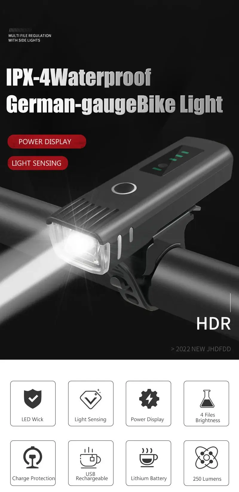 Description Picture 2 of itemSmart Induction Bicycle Front Light Set LED USB Rechargeable MTB Bike Rear Lamp Cycling FlashLight For Bike