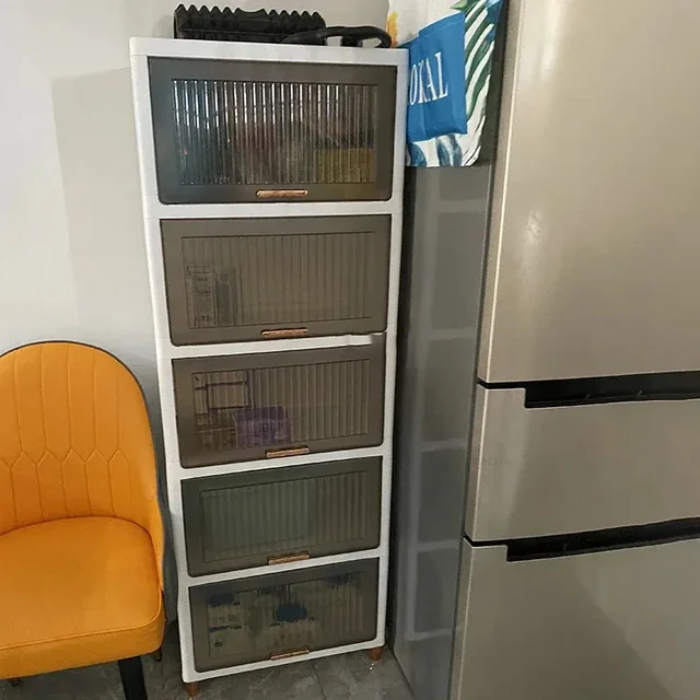 ตู้ครัวพลาสติกที่ทันสมัยขั้นสูง, ตู้เก็บของแบบฝาพับ, เฟอร์นิเจอร์ในบ้าน, ชั้นวางของ, ตู้เก็บของหลายชั้น 6