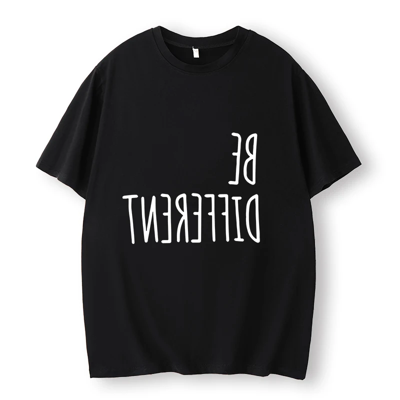 

Модная Универсальная футболка с надписью Be Different, летняя новая уличная одежда с коротким рукавом, футболка унисекс, женская футболка в стиле Харадзюку
