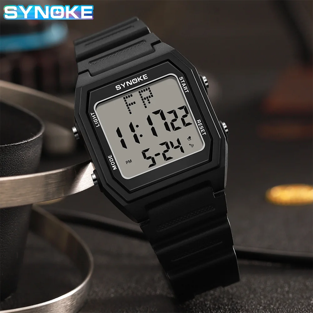 SYNOKE Digital Watches Men Military Sports Luminous Chronograph Waterproof Male Electronic Wrist Watches Square Watch 3