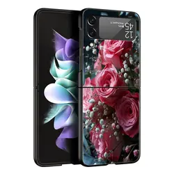 Elegant Red Rose Floral Phone Case - Black Hard Folding Cover - Galaxy Z Flip 4 (A1)