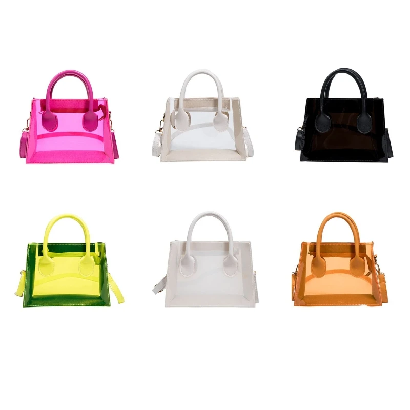 

Fashion PVC Jelly Bag Women Transparent Handbag Summer Beach Clear Shoulder Bags Candy Color Handbag Crossbody Tote New Dropship