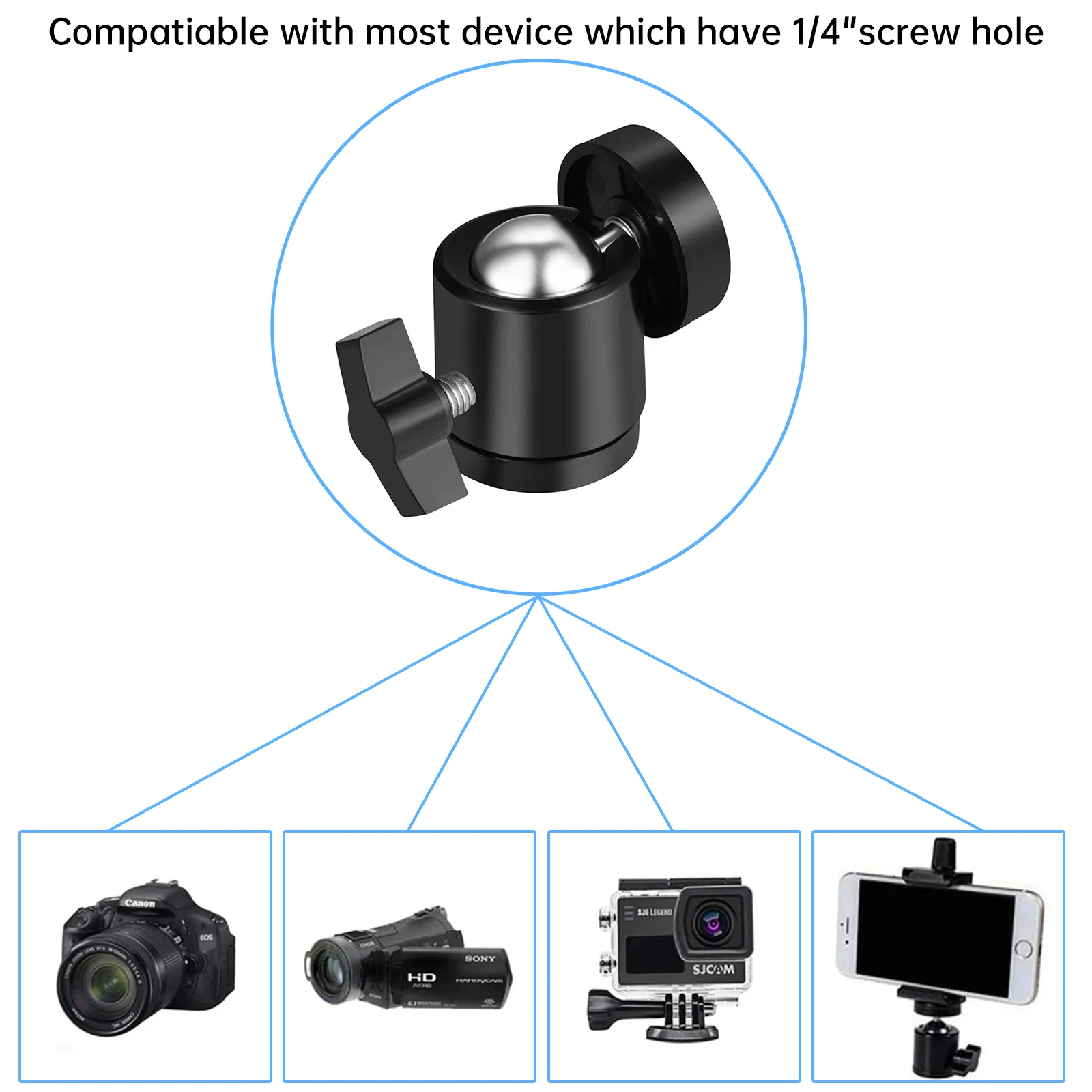 Fill Light Bracket 1/4 Metal Small Head Camera Extension Bracket Flash Mobile Phone Selfie Stick Video Equipment