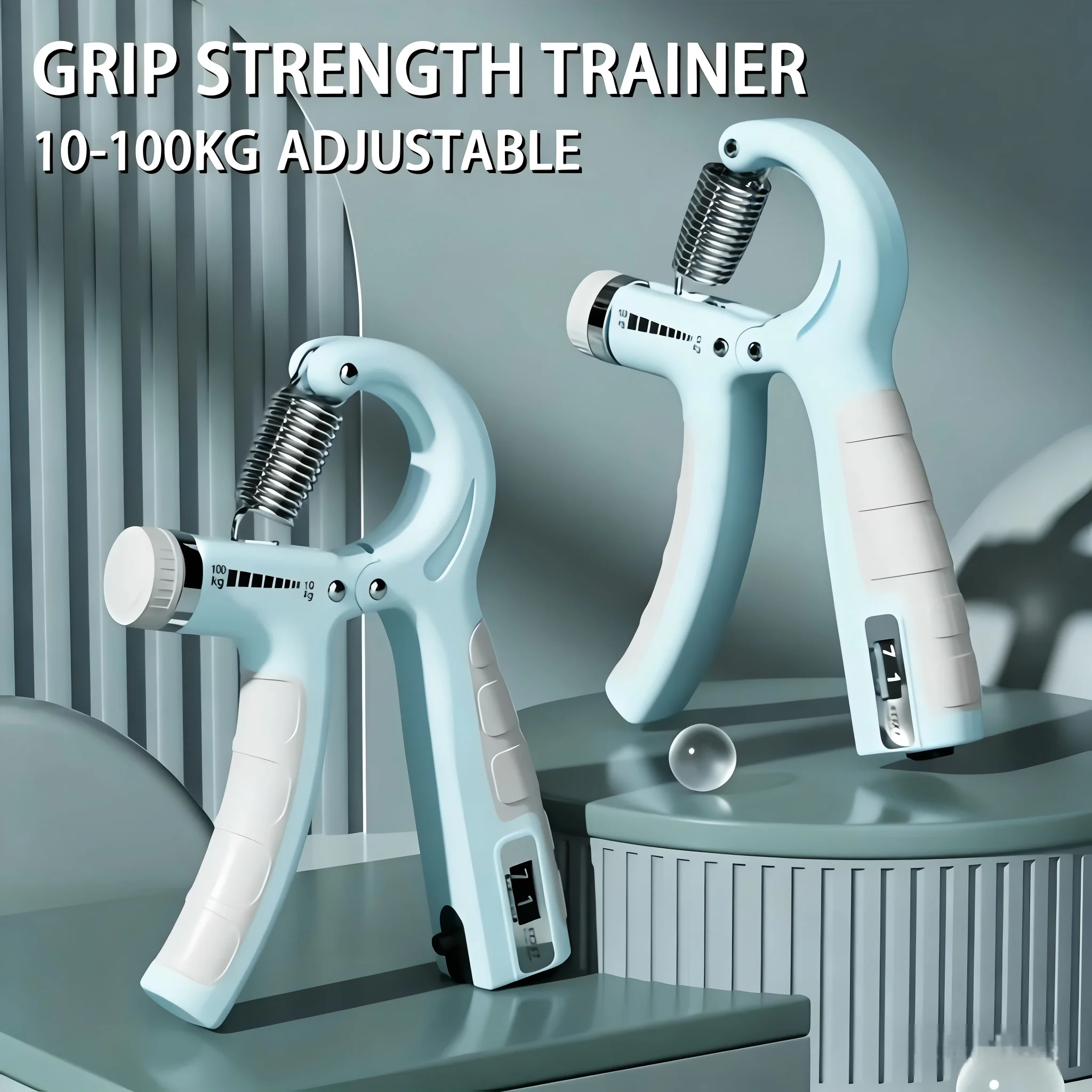 10-100kg Verstellbarer Handgrifftrainer mit Zähler, Handgelenk- und Unterarmtrainer für Muskelkraft und Stressabbau – Detail 1