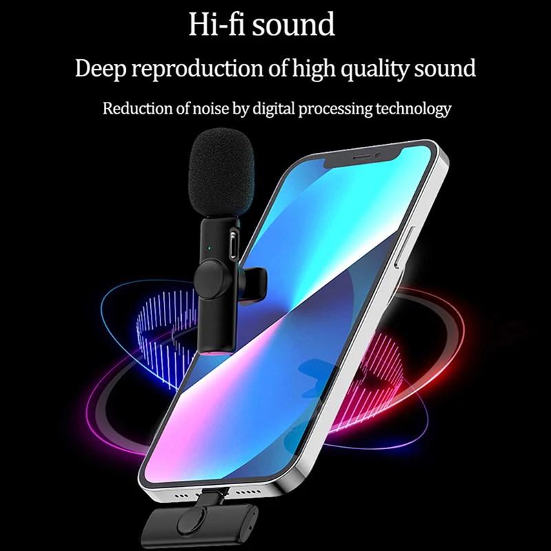 2022 Mic For iPhone Wireless Lavalier Microphone Portable Audio Video Recording Live Broadcast Gaming Type-C Phone Microfonoe mics Microphones