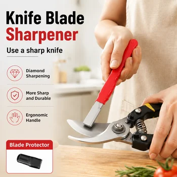 Affilacoltelli e Forbici Manuale Portatile, Strumento di Affilatura Rapida per Casa, Cucina, Giardino, Accessorio per Affilare Lame di Cesoie da Potatura
