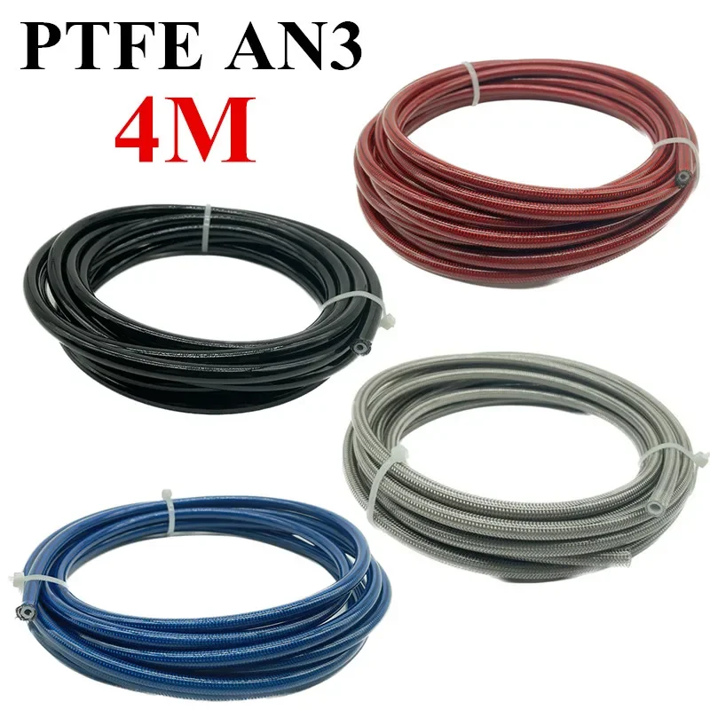 

4M 13FT AN3 Motorcycle Braided Stainless Steel PVC Brake Line Hose Fluid Hydraulic Hose Ptfe Brake Line Gas Oil Fuel Tube Pipe