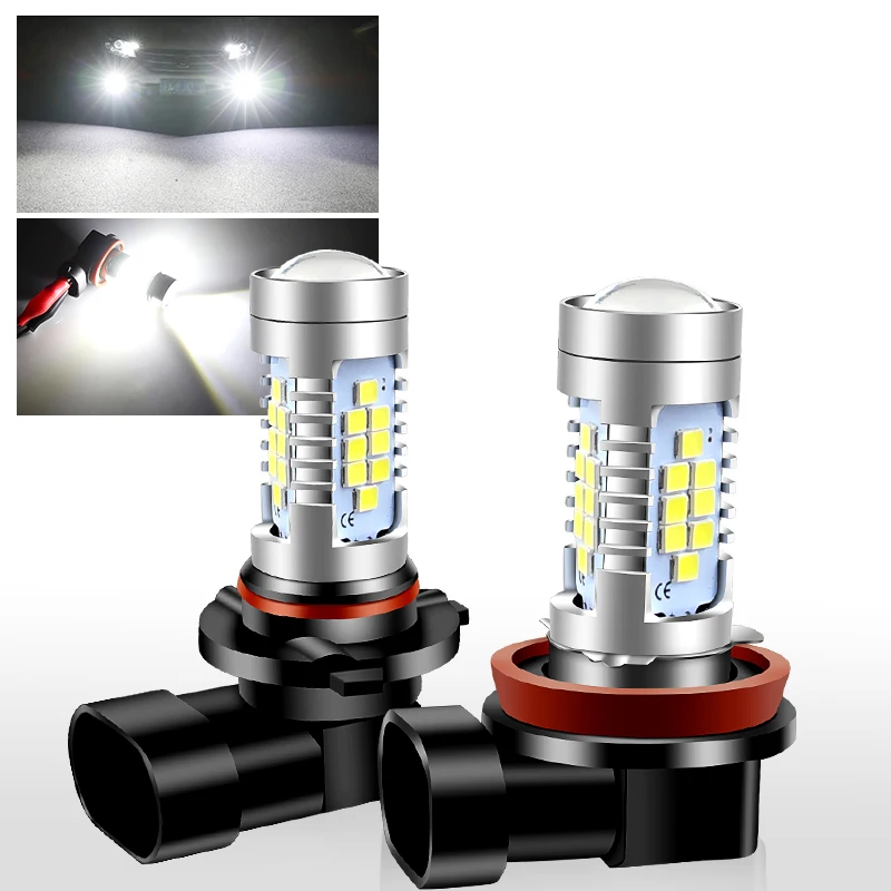 2개입 H11 LED 헤드라이트 H8 H9 H16(JP) 자동차 안개등 9005 HB3 9006 HB4 전구 1:1 할로겐 미니 사이즈 플러그앤플레이 램프 30SMD 캔버스 12V