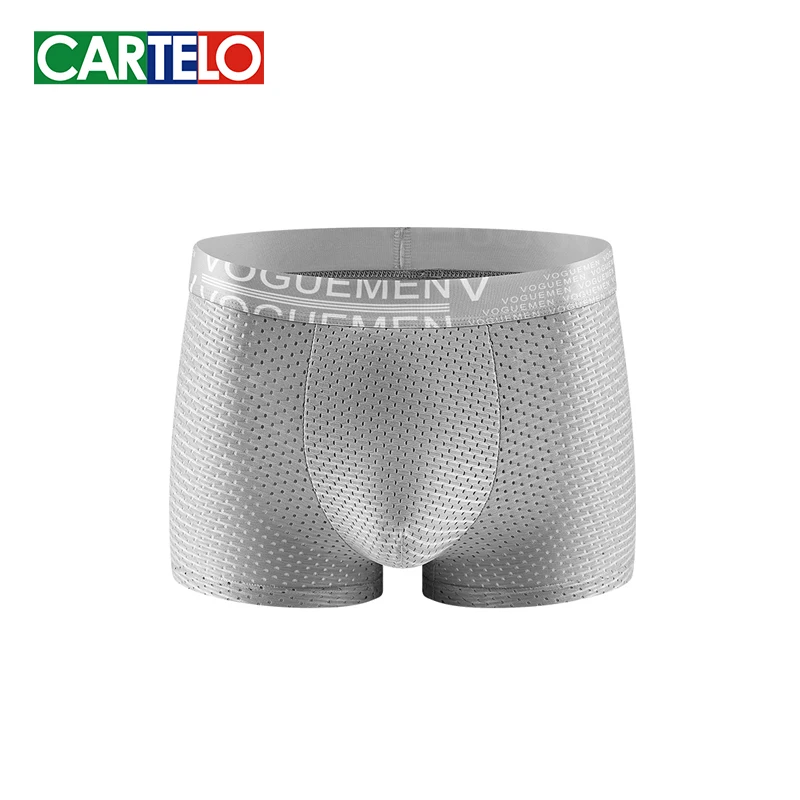 

Cartelo 1pc Ice Silk Men Boxer 3A Graphene Antibacterial Underwear Solid Underpant Light Fast Dry Breathable Cool Male Panties
