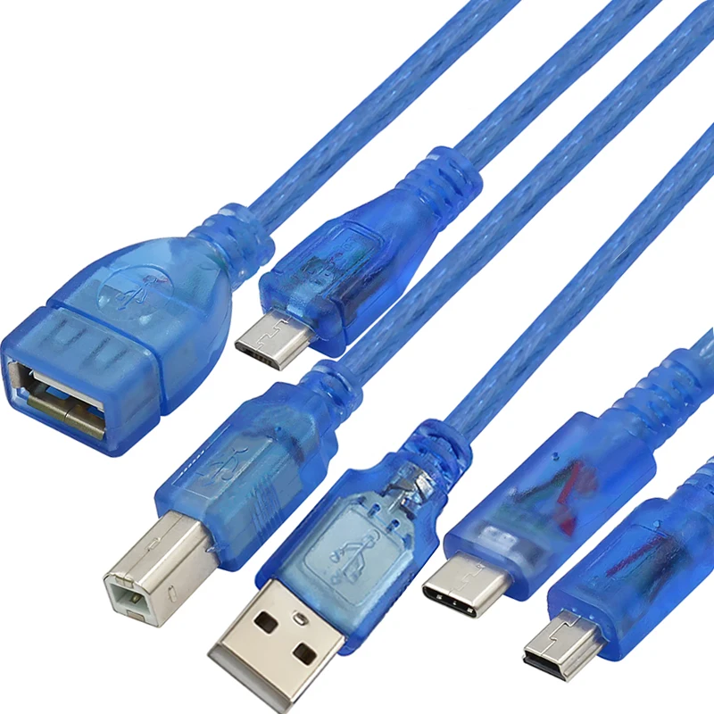Usb Printer Blue Data Cable For Aarduno 2560 due por micro mini USB to UNO/MICRO DUE/MINI NANO/TYPE-C Charging Cable,Usb Charging Cable
