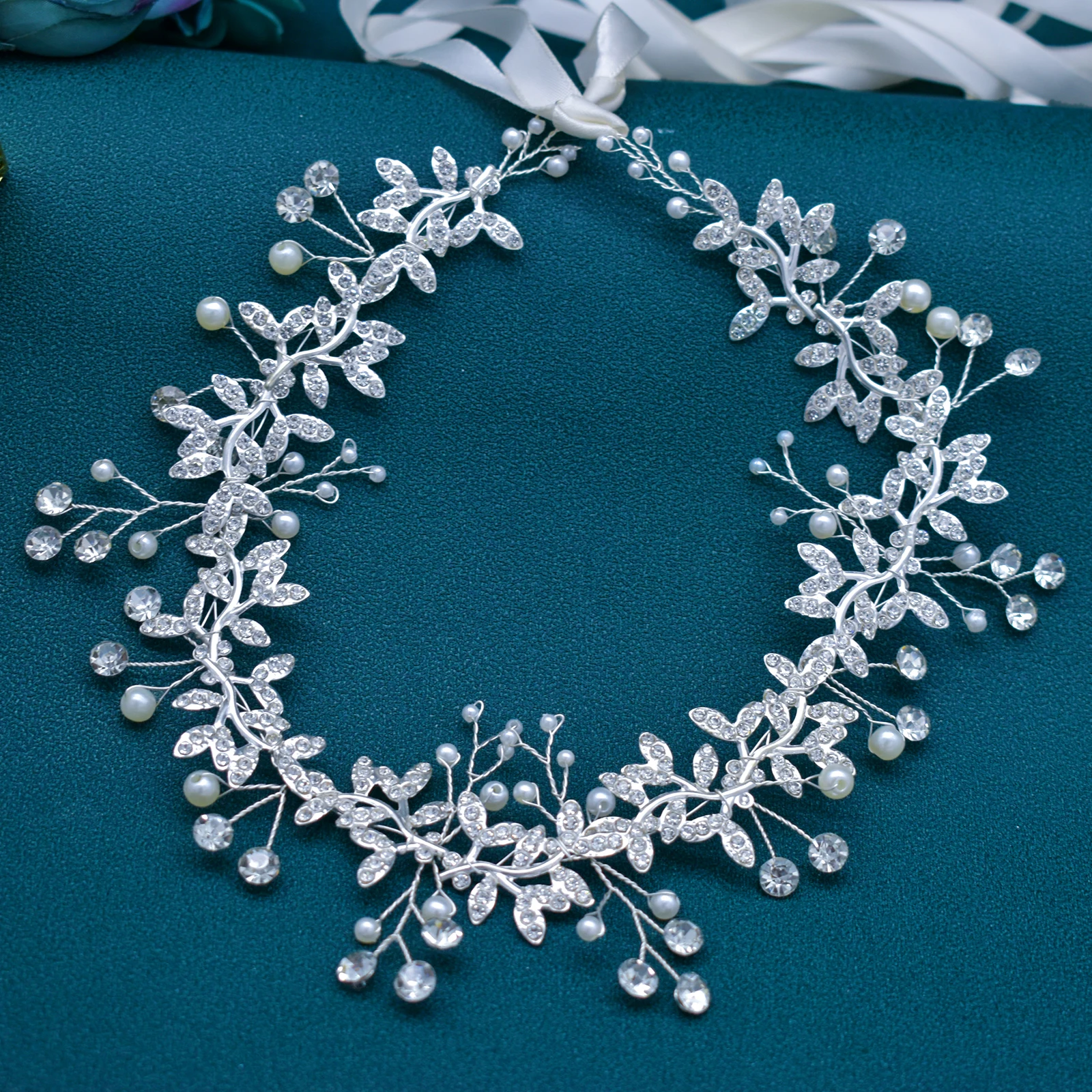 A42 Leaf Bridal Headpiece Handmade Wedding Headband Luxury Women Tiara Crystal Women Headwear Bride Headdress Hair Accessories