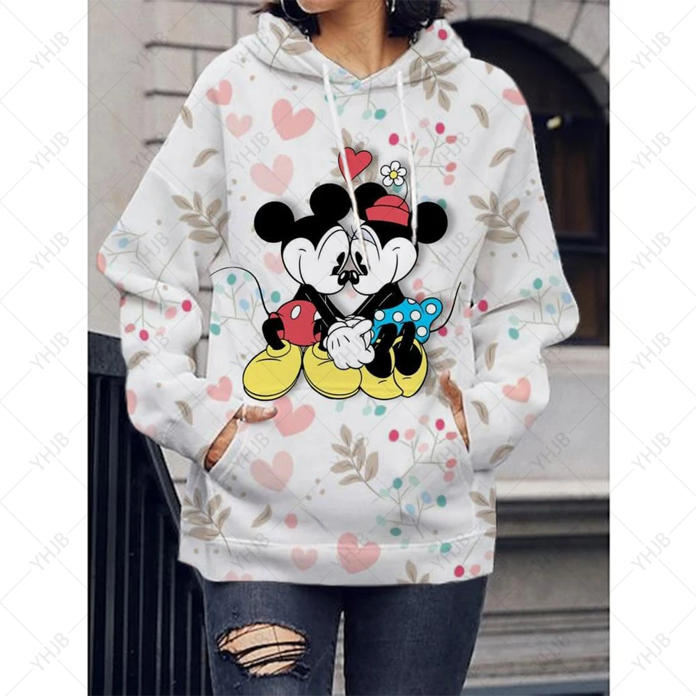 

Women Fashion Long Sleeve Hoodies Casual Sweatshirts Disney Minnie Mickey Mouse Print Pullover Hoody Sweaters Hooded Sweatshirts