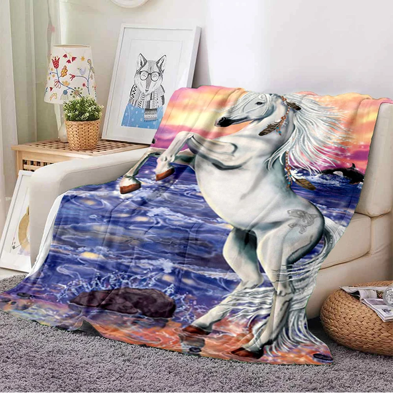 Unicorn Blanket for Girl Boy Unicorn Magic Castle Fleece Throw Blanket Super Soft Cozy Plush Fuzzy Blankets for Couc