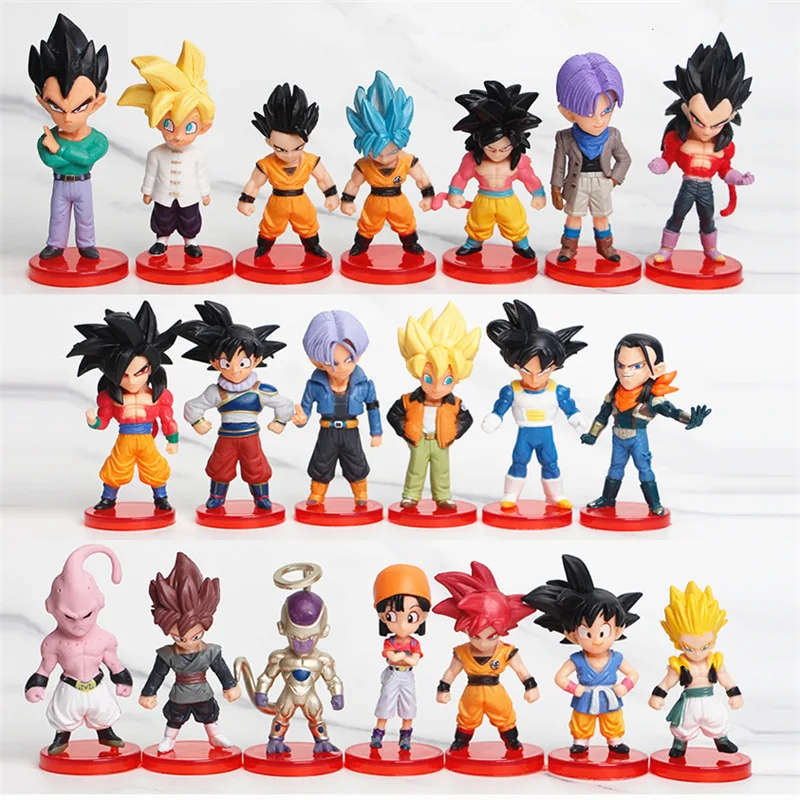 

20Pcs/Set Dragon Ball Z Son Goku Vetega Majin Buu Freeza Beerus Whis Mark Karin Gotenks PVC Figures Anime Collectiable Model Toy