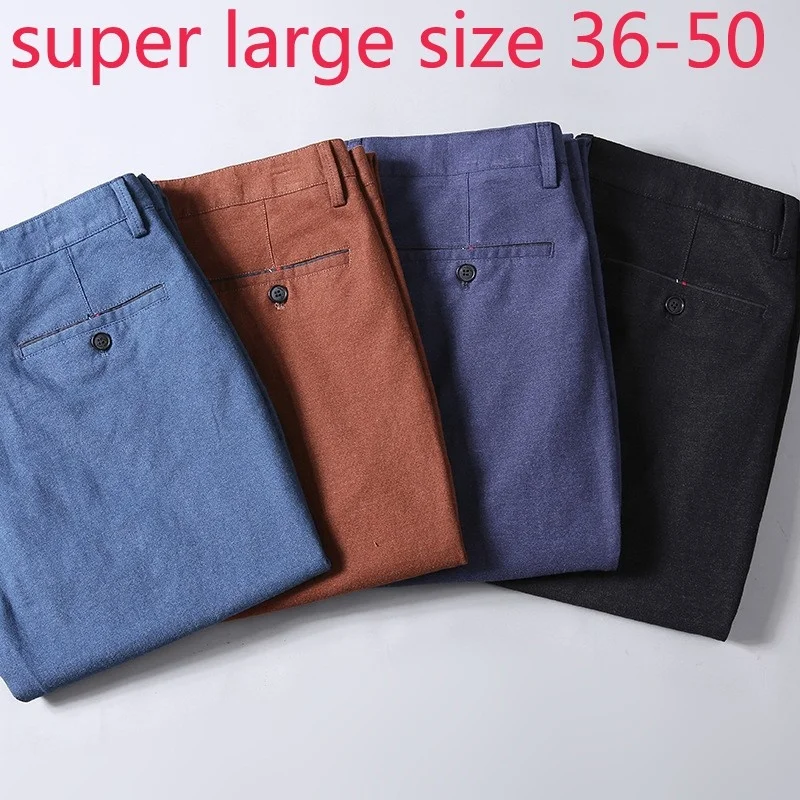 

Super Fashion New Large High Arrival Quality Spring Autumn Casual Full Length Pants Men Plus Size 36 38 40 42 44 46 48 50