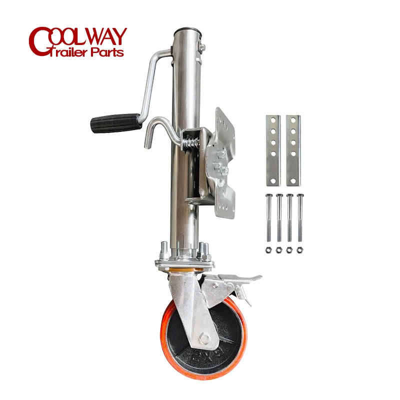 6 Inch Solid Wheel With Brake CAP 1200 LBS Trailer Jack Jockey Wheel Boat RV Parts Accessories 160kg high quality europe type 48mm trailer jack jockey wheel trailer stand with clamp top wind 48mm tube trailer parts