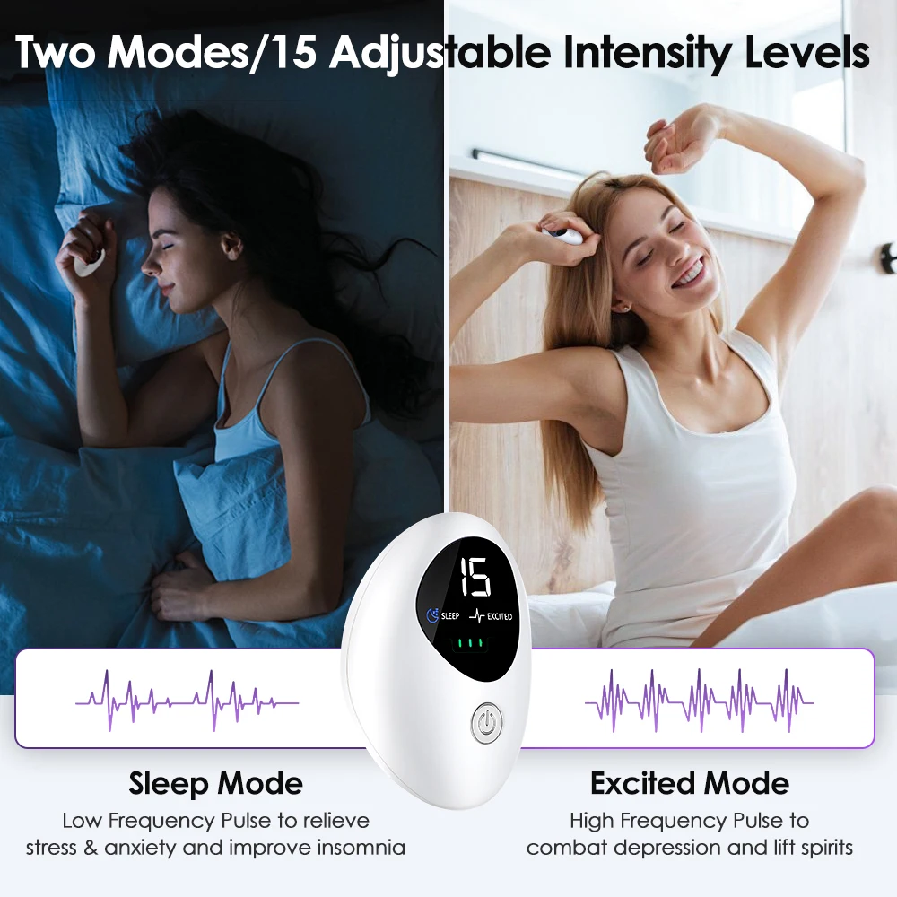 Handheld Sleep Aid Massage Device with Intelligent Pulse Stimulation for Anxiety & Insomnia Relief Nerve Soothing Technology