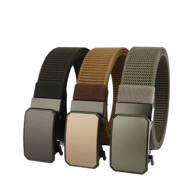 New 38mm width automatic buckle canvas belt mens business simplicity