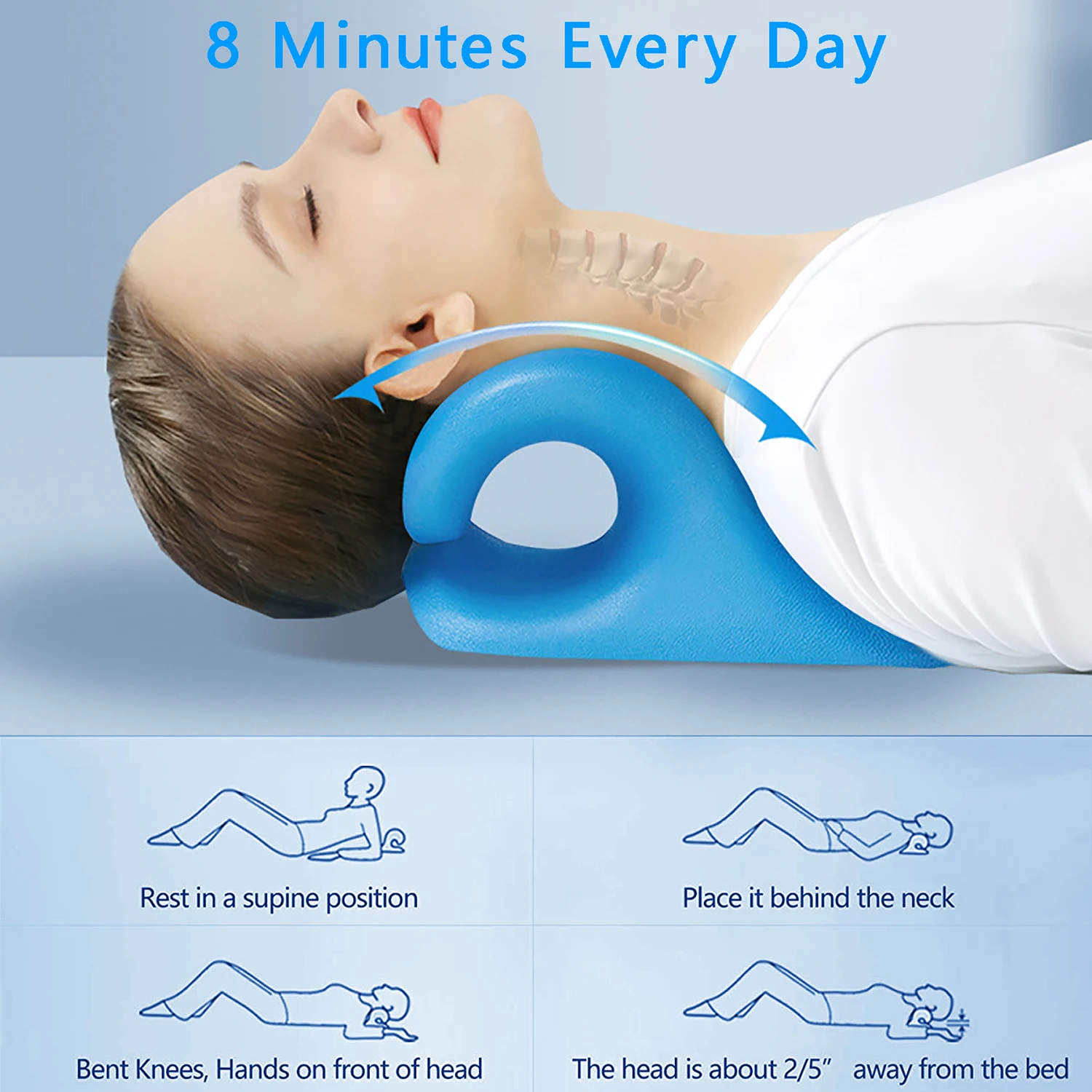 Cervical Traction Device For Spine Alignment Chiropractic Pillow For TMJ And Headache Relief