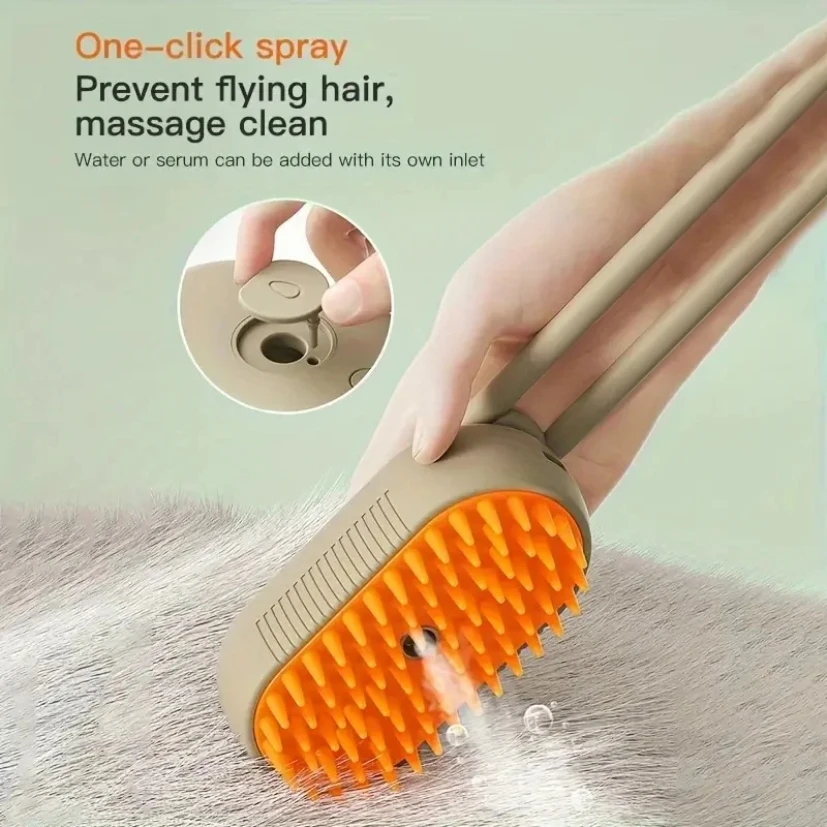 

Steamy Dog Brush Electric Spray Cat Hair Brush 3 in1 Dog Steamer Brush for Massage Pet Grooming Removing Tangled and Loose Hair