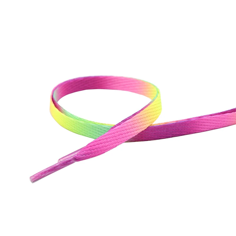 Weiou New Adorable Rainbow 4 Colors Shoelaces 0.8 Cm Flat Attractive Women's Shoe Laces For  Canvas Fabric Sneakers Hat Ropes