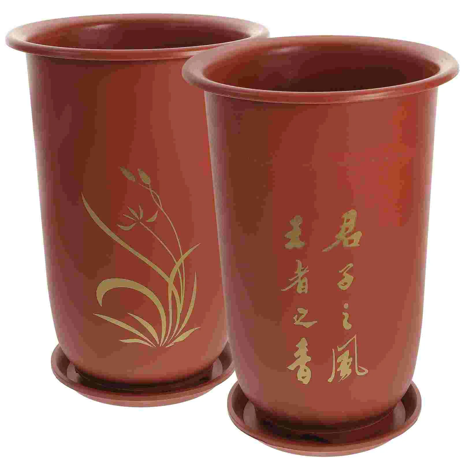 

Orchid Flower Pot Vintage Chinese Style Decorative Flowerpot Display Stand Resin Planter Succulent Pots Cactus Bonsai